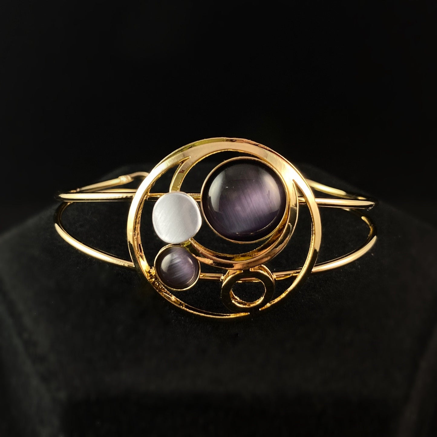 Lightweight Handmade Geometric Aluminum Bracelet, Purple Circles