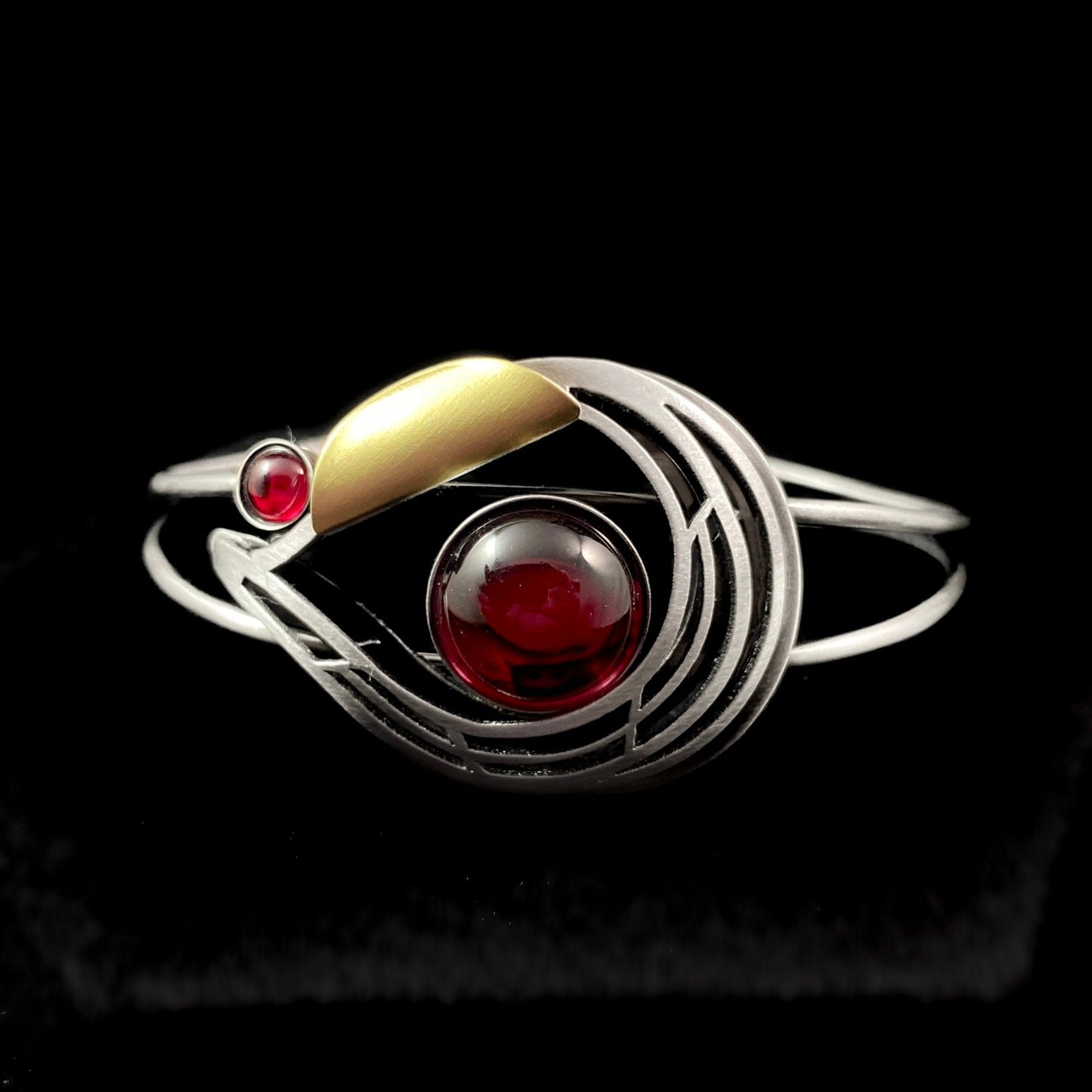 Lightweight Handmade Geometric Aluminum Bracelet, Red Teardrop