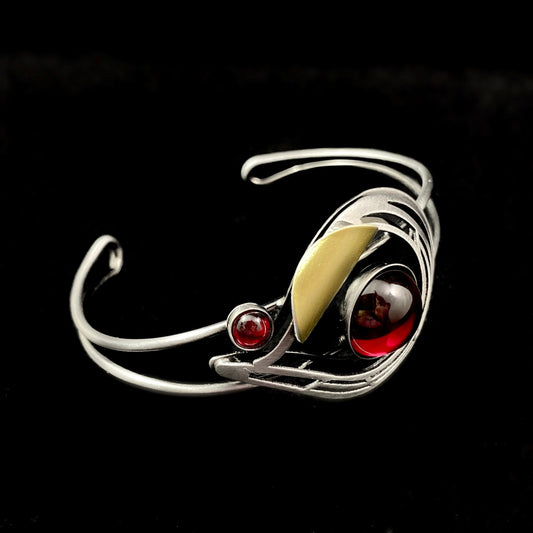 Lightweight Handmade Geometric Aluminum Bracelet, Red Teardrop