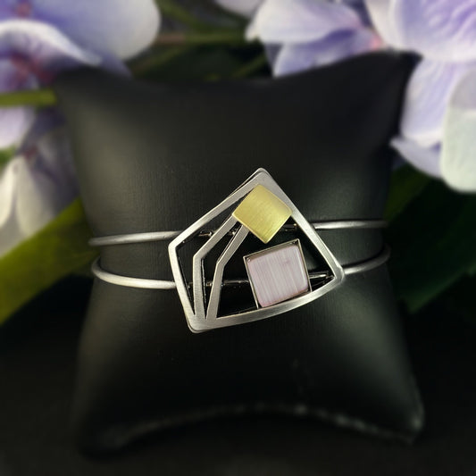 Lightweight Handmade Geometric Aluminum Bracelet, Silver and Purple