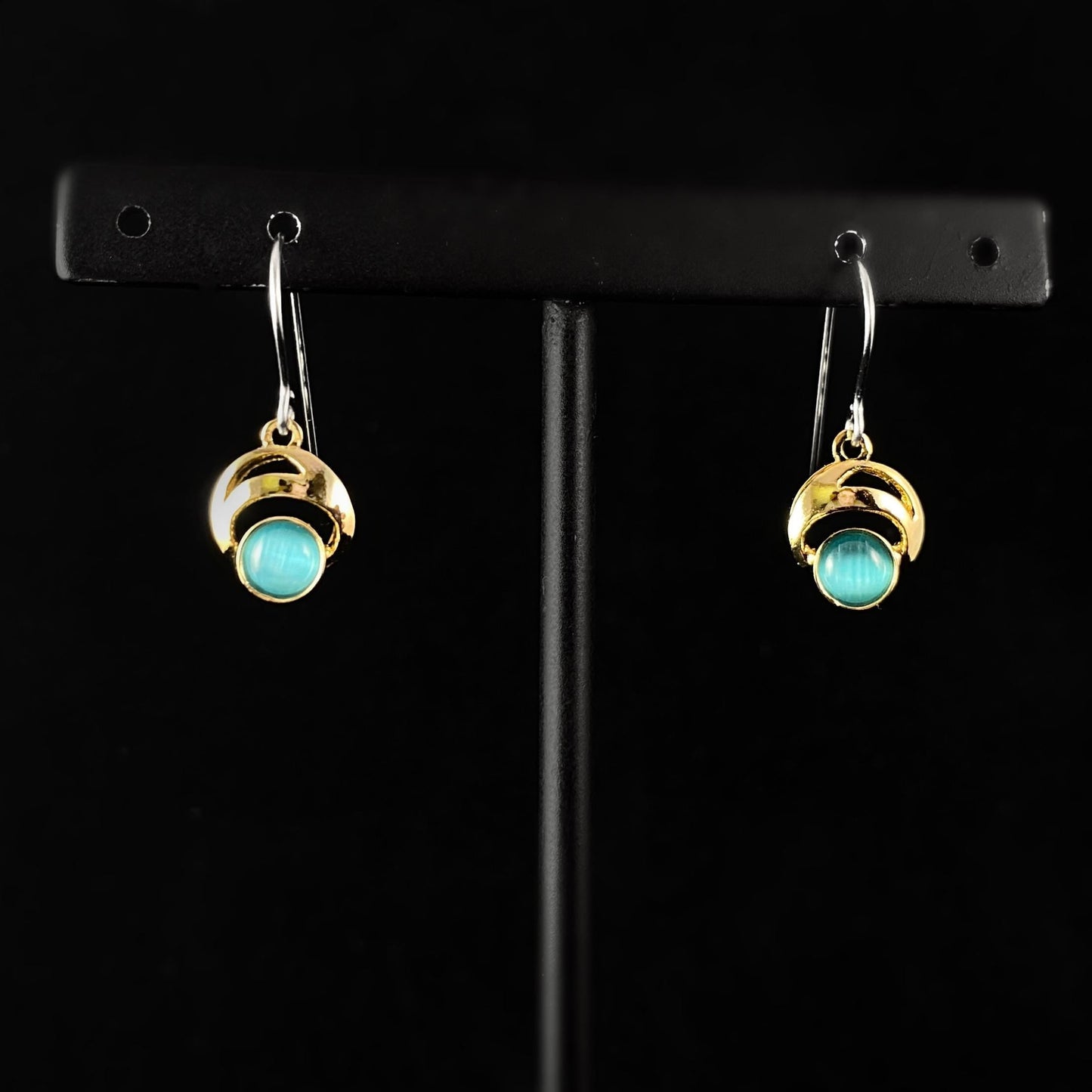 Lightweight Handmade Geometric Aluminum Earrings, Blue/Gold, Bright Eyes