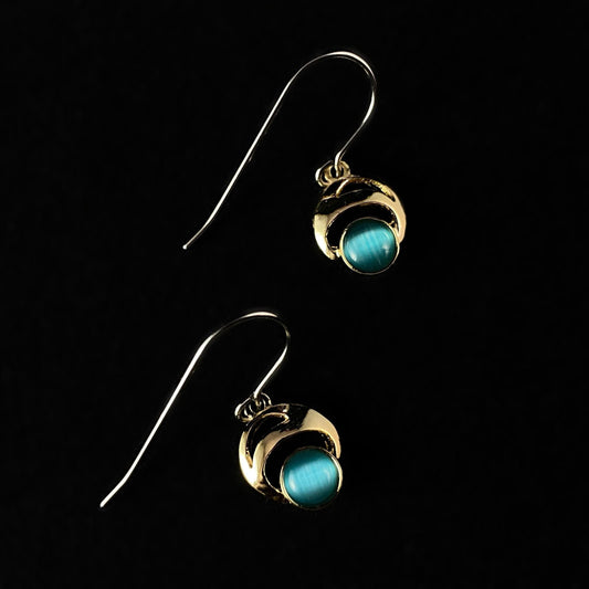 Lightweight Handmade Geometric Aluminum Earrings, Blue/Gold, Bright Eyes