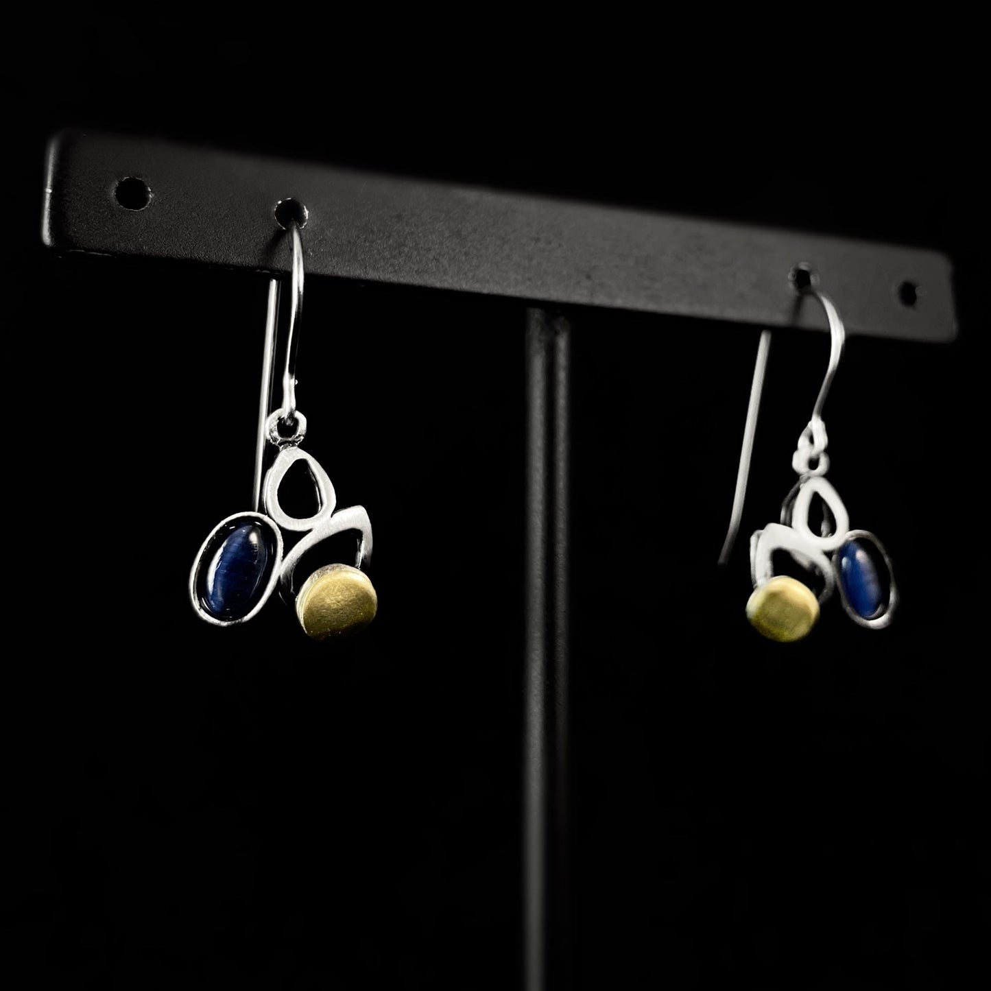 Lightweight Handmade Geometric Aluminum Earrings, Blue/Silver, Dewdrop