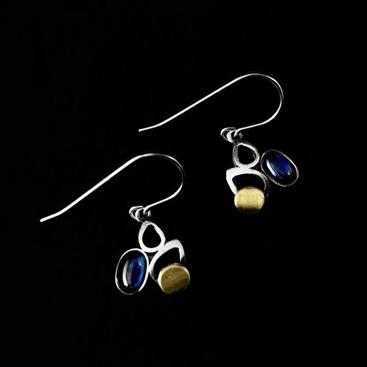 Lightweight Handmade Geometric Aluminum Earrings, Blue/Silver, Dewdrop