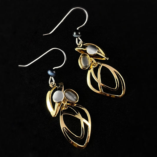 Lightweight Handmade Geometric Aluminum Earrings, Gold Petals
