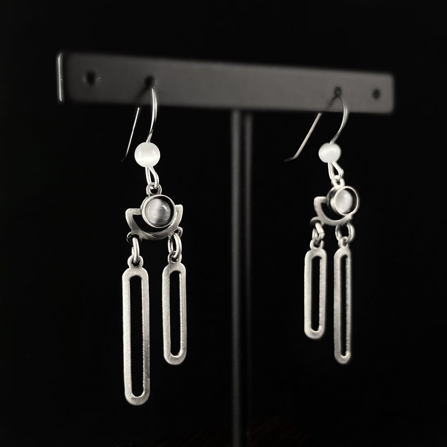 Lightweight Handmade Geometric Aluminum Earrings, Gray Ovals
