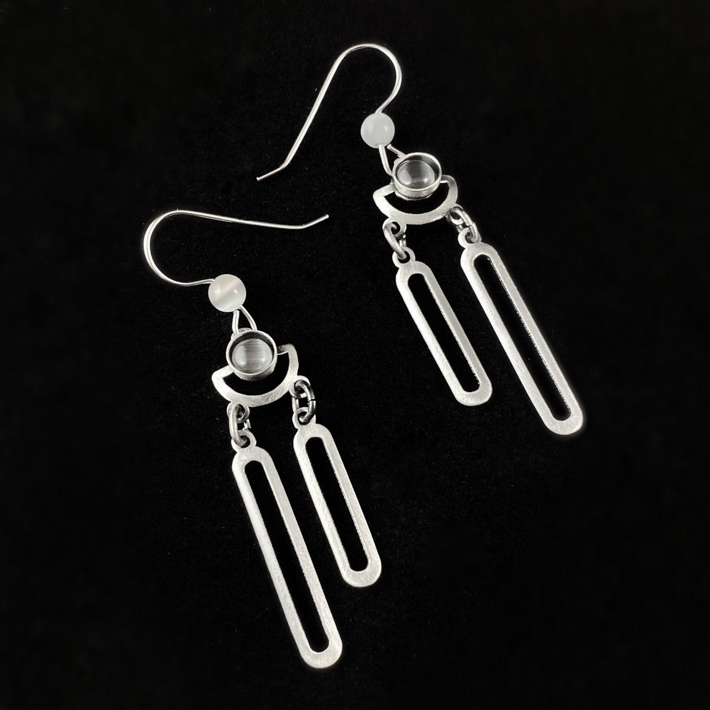 Lightweight Handmade Geometric Aluminum Earrings, Gray Ovals