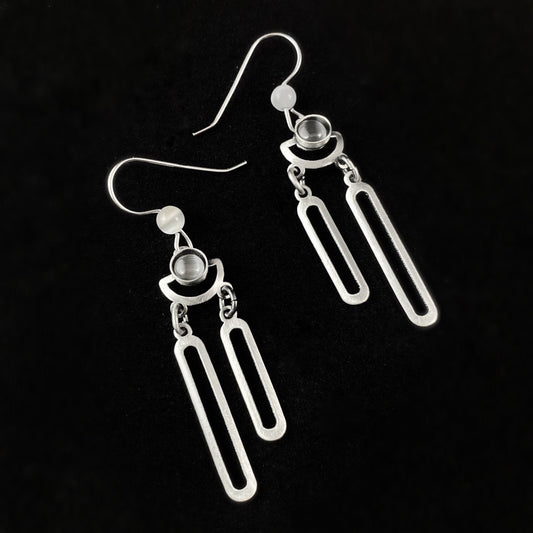 Lightweight Handmade Geometric Aluminum Earrings, Gray Ovals
