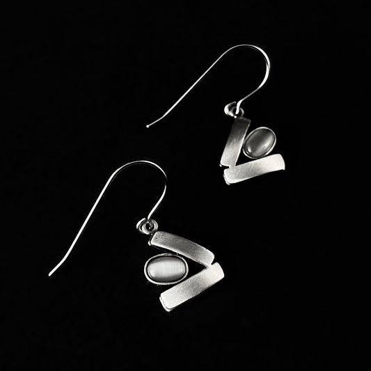 Lightweight Handmade Geometric Aluminum Earrings, Silver/Gray, Teeter Totter