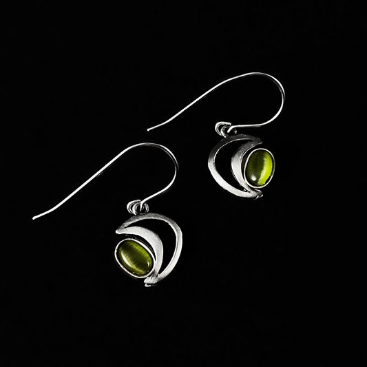 Lightweight Handmade Geometric Aluminum Earrings, Green/Silver, Radiate