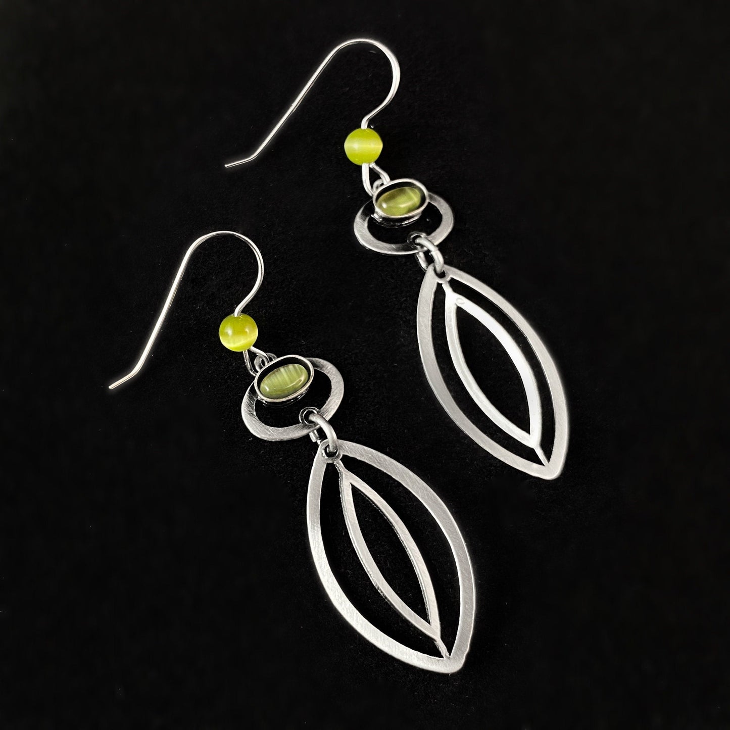 Lightweight Handmade Geometric Aluminum Earrings, Green Sun/Eye