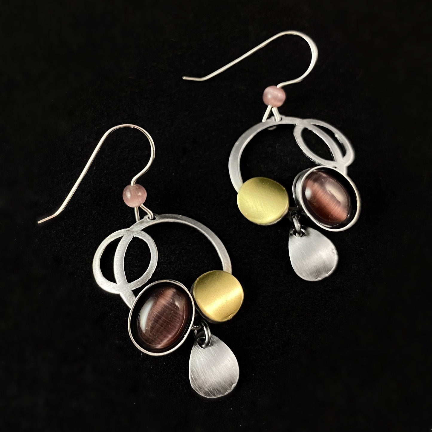 Lightweight Handmade Geometric Aluminum Earrings, Purple Bubbles