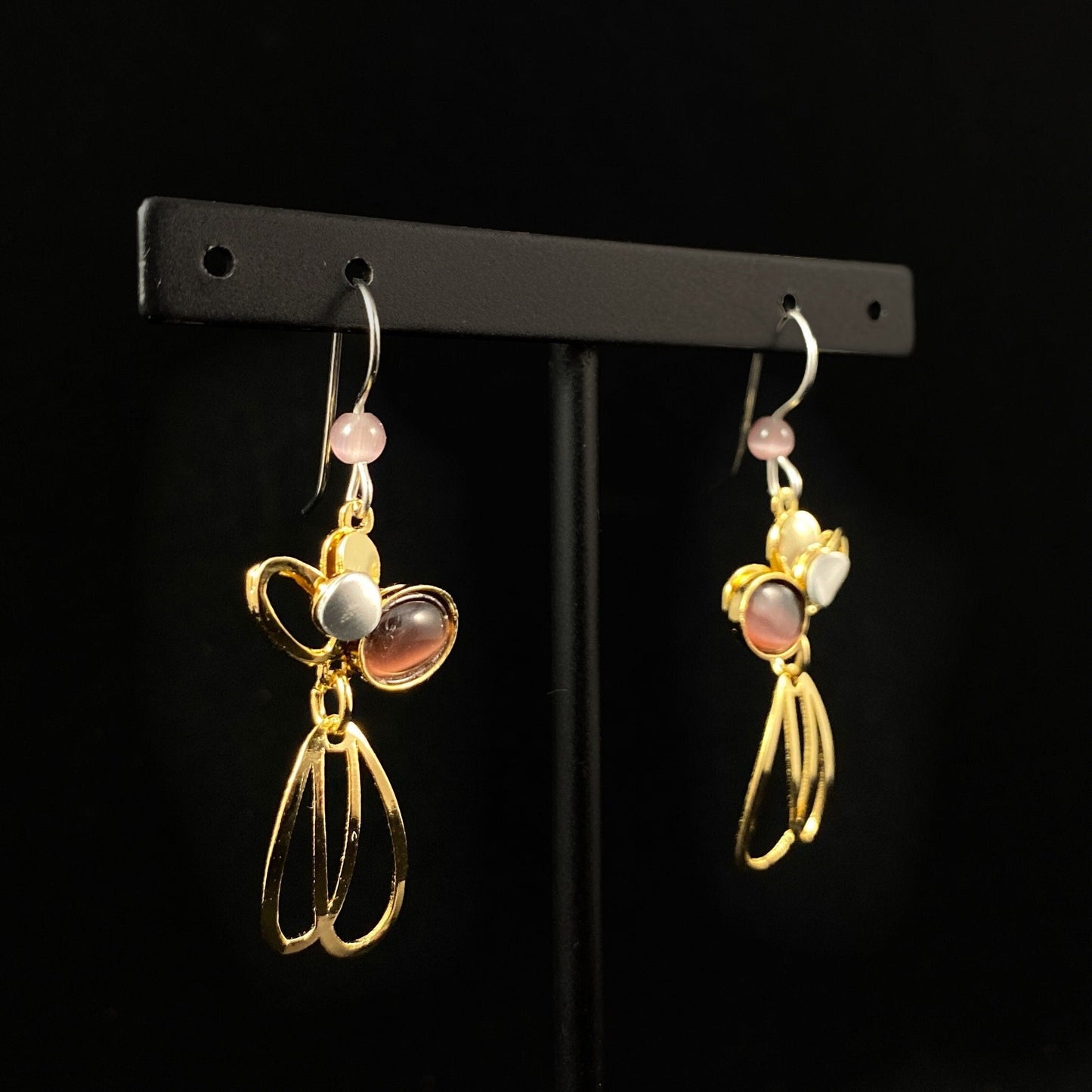 Lightweight Handmade Geometric Aluminum Earrings, Purple Petals