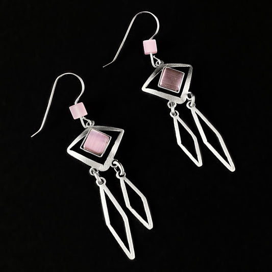 Lightweight Handmade Geometric Aluminum Earrings, Purple/Silver Dream Catcher