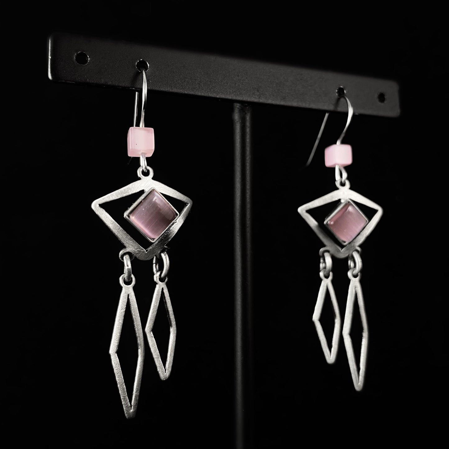 Lightweight Handmade Geometric Aluminum Earrings, Purple/Silver Dream Catcher