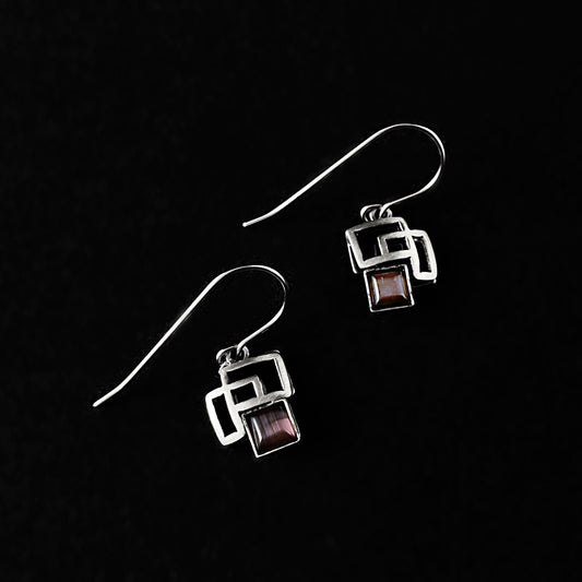 Lightweight Handmade Geometric Aluminum Earrings, Purple/Silver, Outside the Box