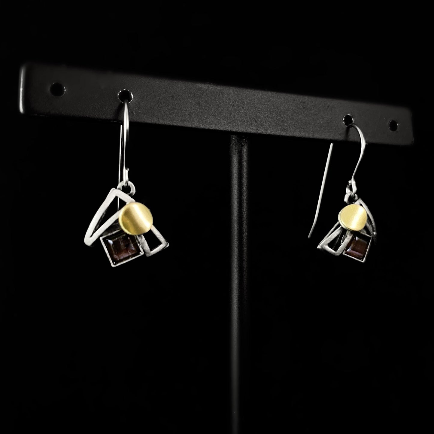 Lightweight Handmade Geometric Aluminum Earrings, Purple/Silver, Triplicate