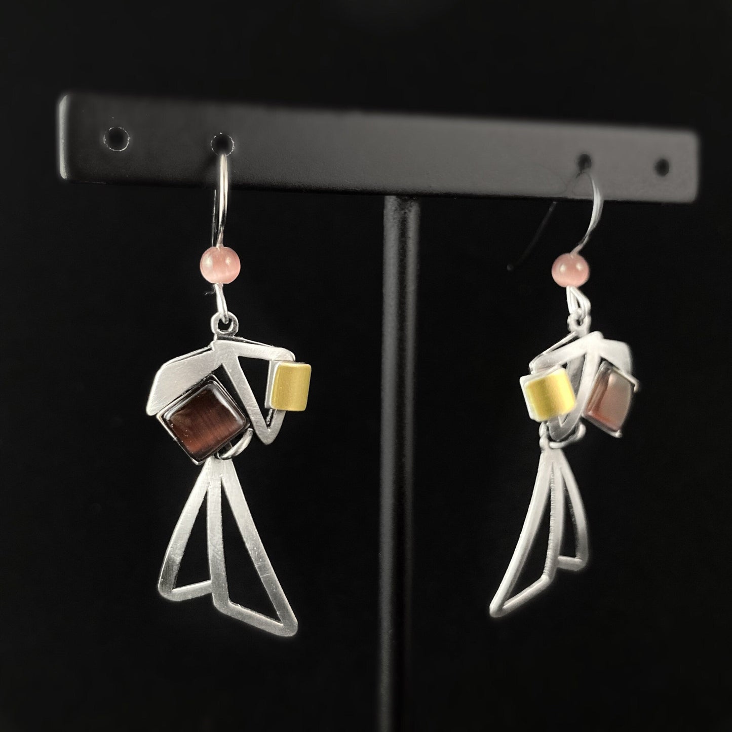 Lightweight Handmade Geometric Aluminum Earrings, Purple Triangles