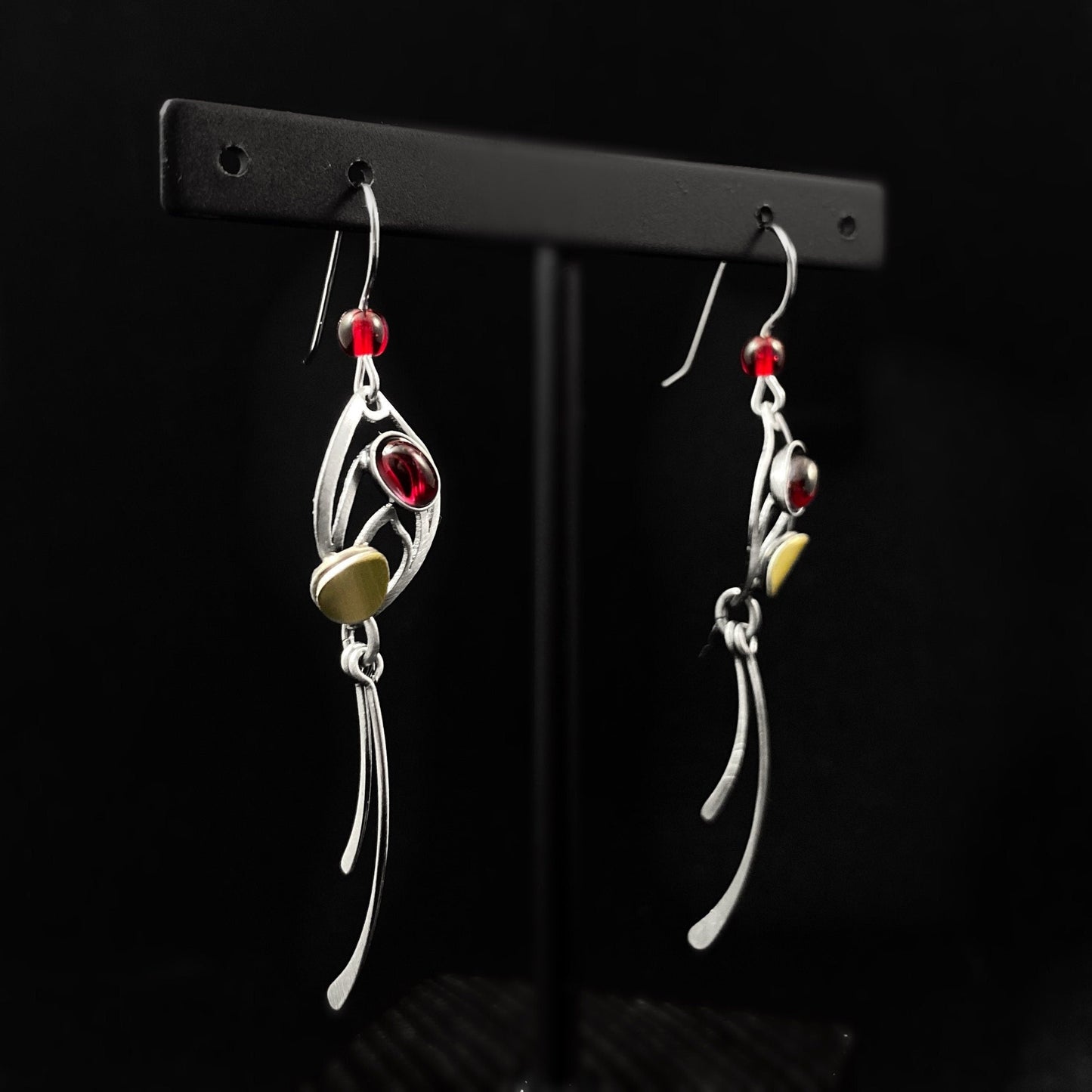 Lightweight Handmade Geometric Aluminum Earrings, Red Fishtail