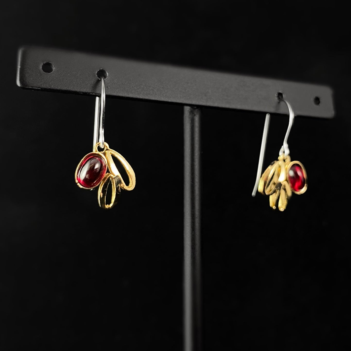 Lightweight Handmade Geometric Aluminum Earrings, Red/Gold, Heartbeat