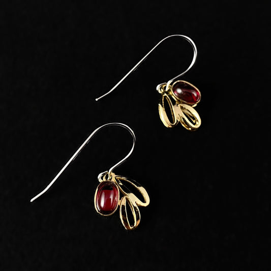Lightweight Handmade Geometric Aluminum Earrings, Red/Gold, Heartbeat