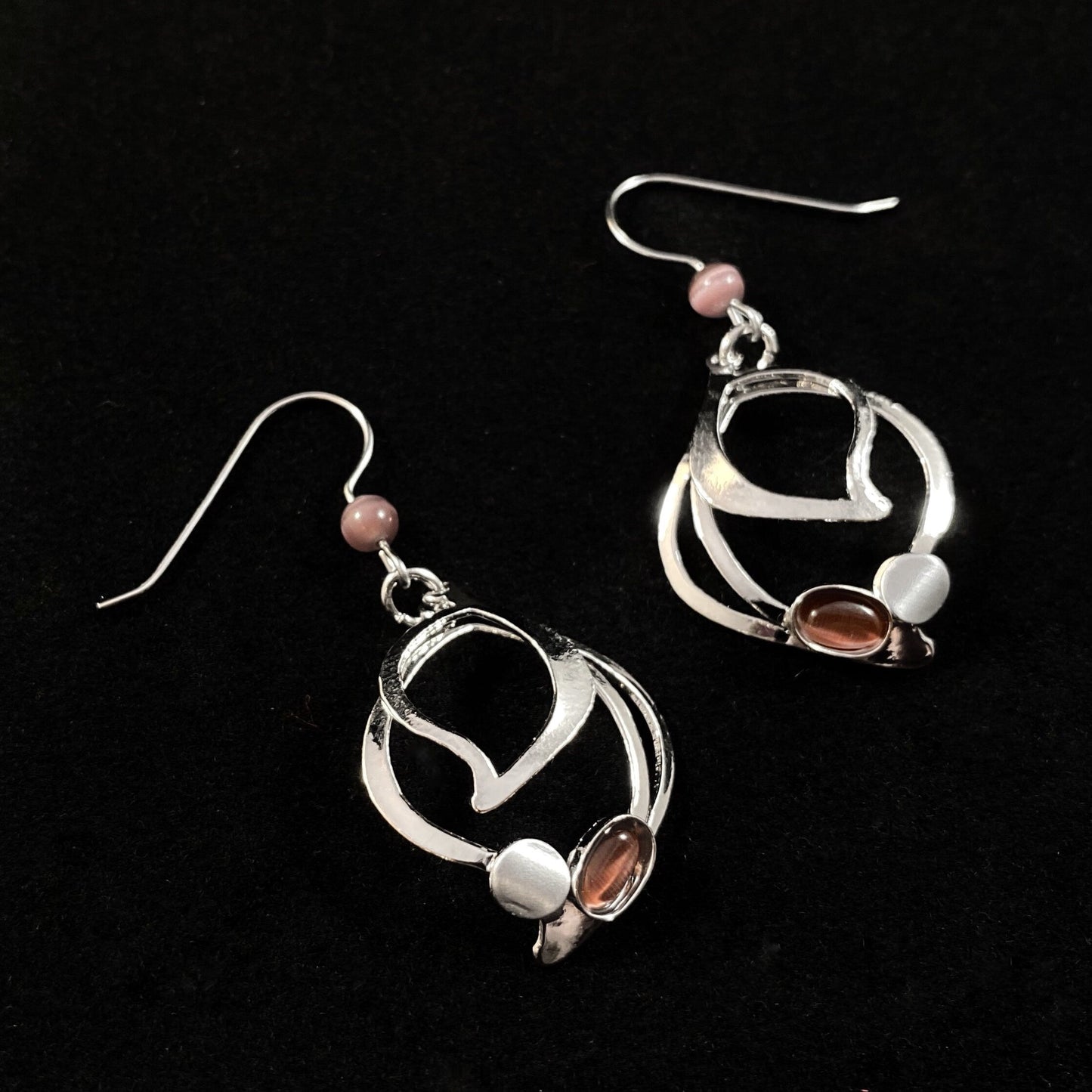 Lightweight Handmade Geometric Aluminum Earrings, Silver and Purple