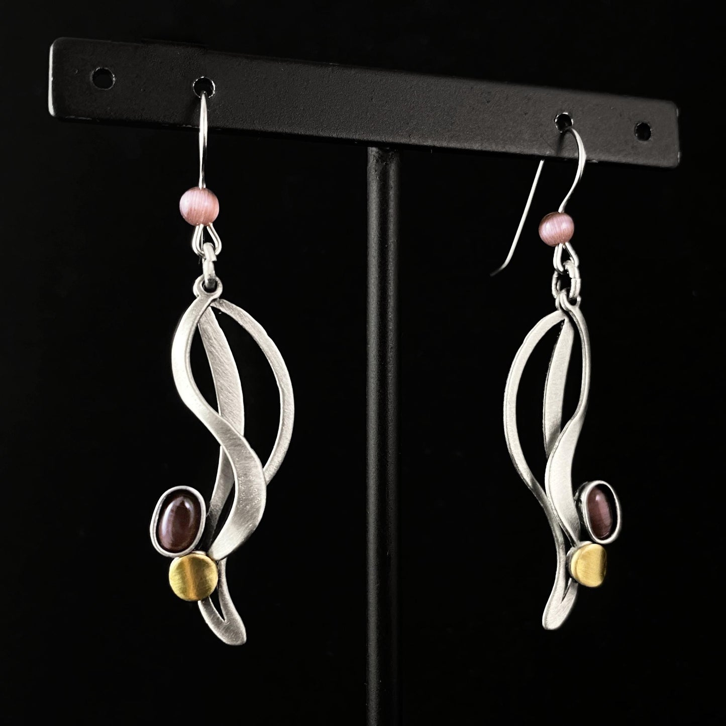 Lightweight Handmade Geometric Aluminum Earrings, Silver/Purple, Flowing River