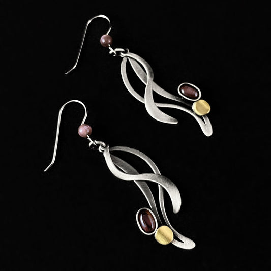 Lightweight Handmade Geometric Aluminum Earrings, Silver/Purple, Flowing River