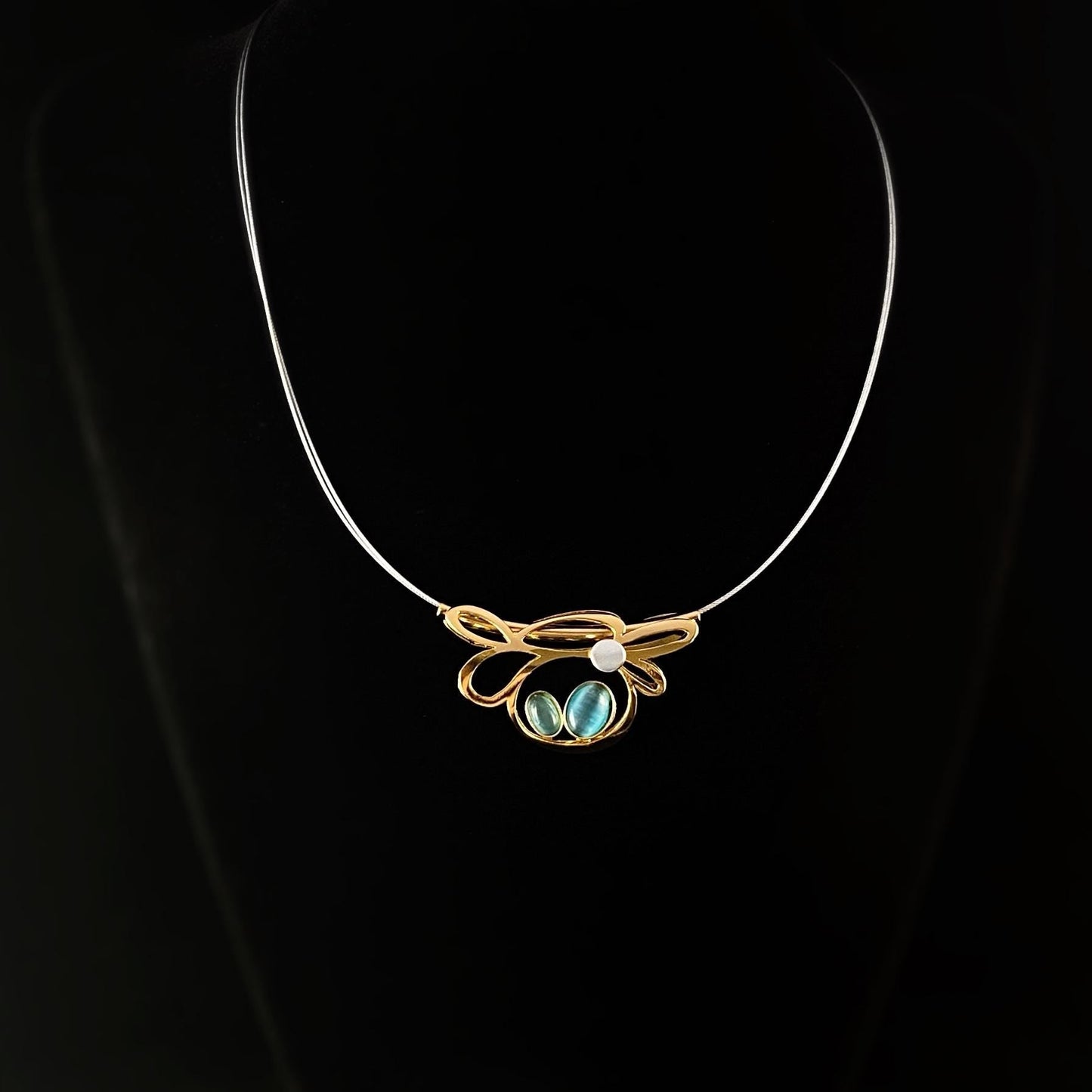 Lightweight Handmade Geometric Aluminum Necklace, Blue/Gold, Nest Egg