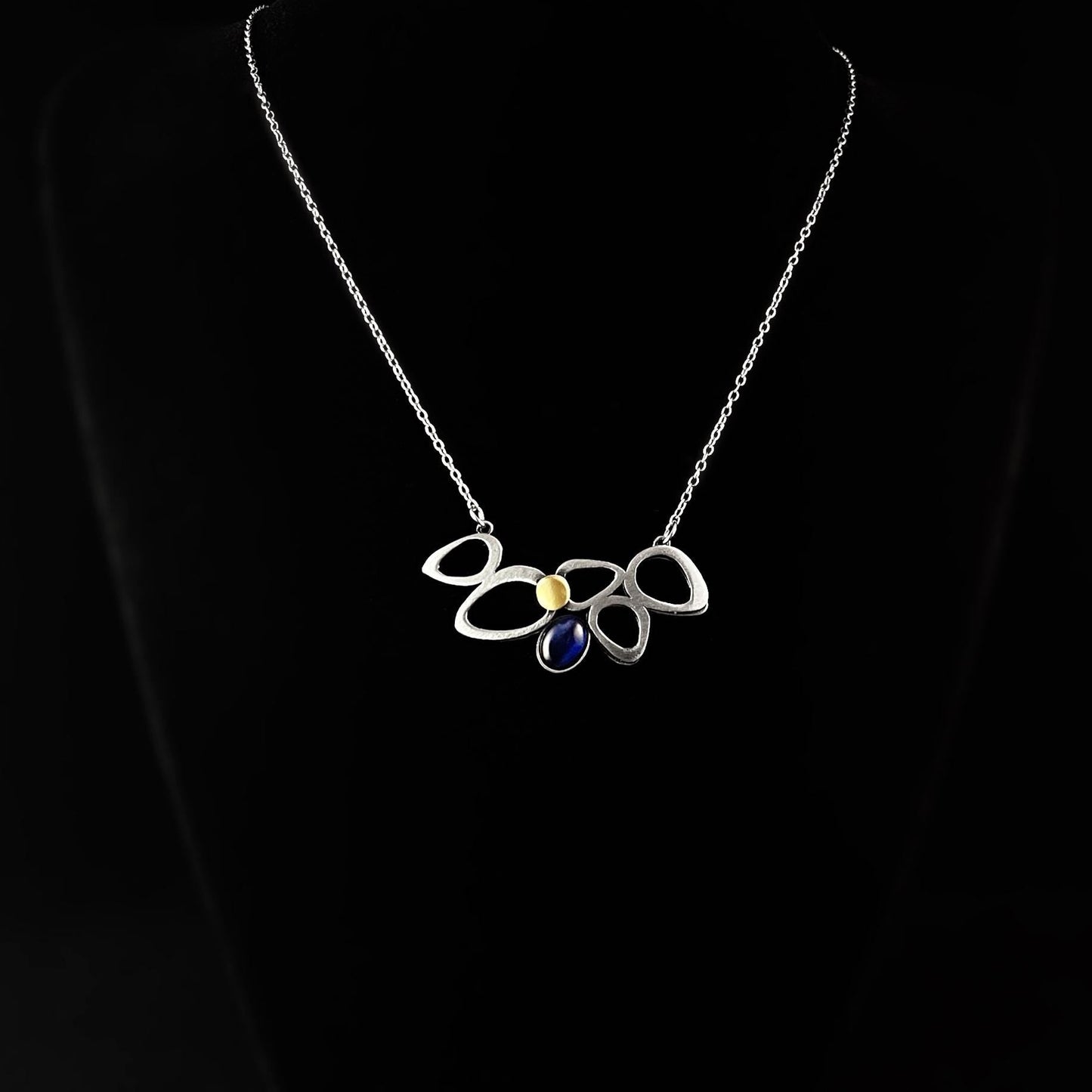 Lightweight Handmade Geometric Aluminum Necklace, Blue/Silver, Dewdrop