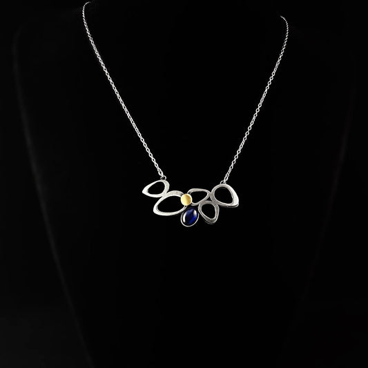 Lightweight Handmade Geometric Aluminum Necklace, Blue/Silver, Dewdrop