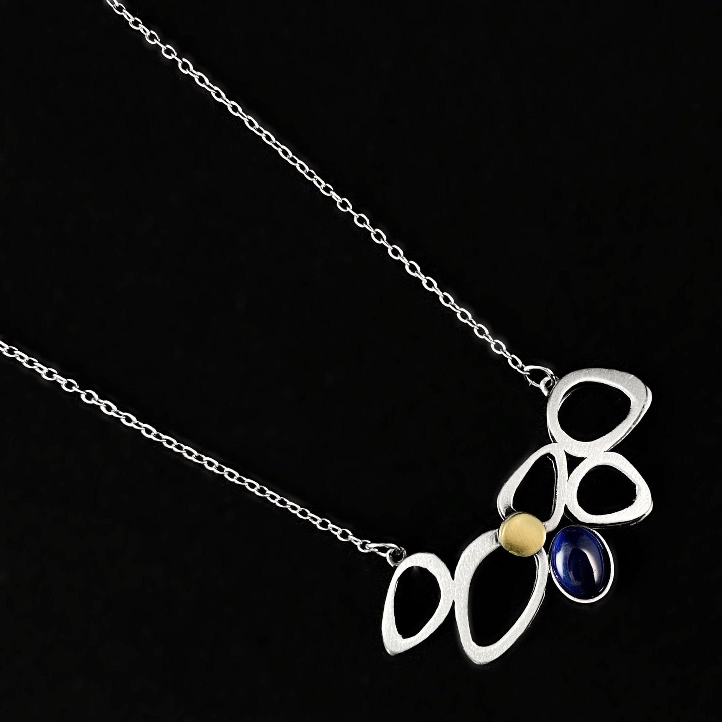 Lightweight Handmade Geometric Aluminum Necklace, Blue/Silver, Dewdrop