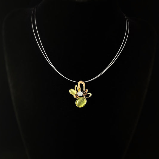 Lightweight Handmade Geometric Aluminum Necklace, Gold/Green, New Growth