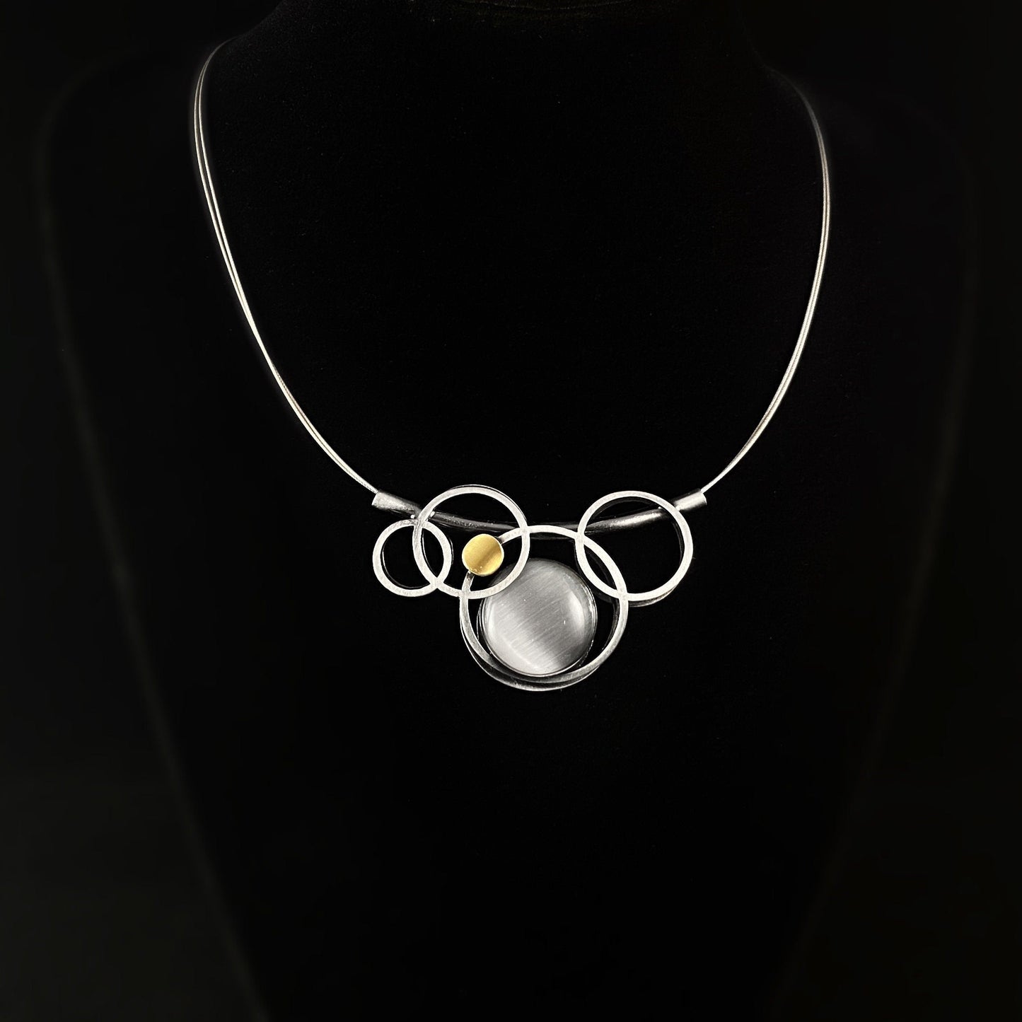 Lightweight Handmade Geometric Aluminum Necklace, Gray Bubbles