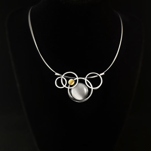 Lightweight Handmade Geometric Aluminum Necklace, Gray Bubbles