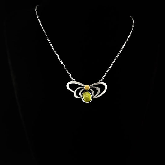 Lightweight Handmade Geometric Aluminum Necklace, Green/Silver, Radiate