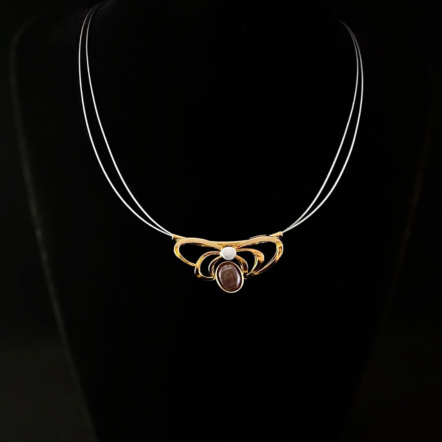 Lightweight Handmade Geometric Aluminum Necklace, Purple and Gold Wings