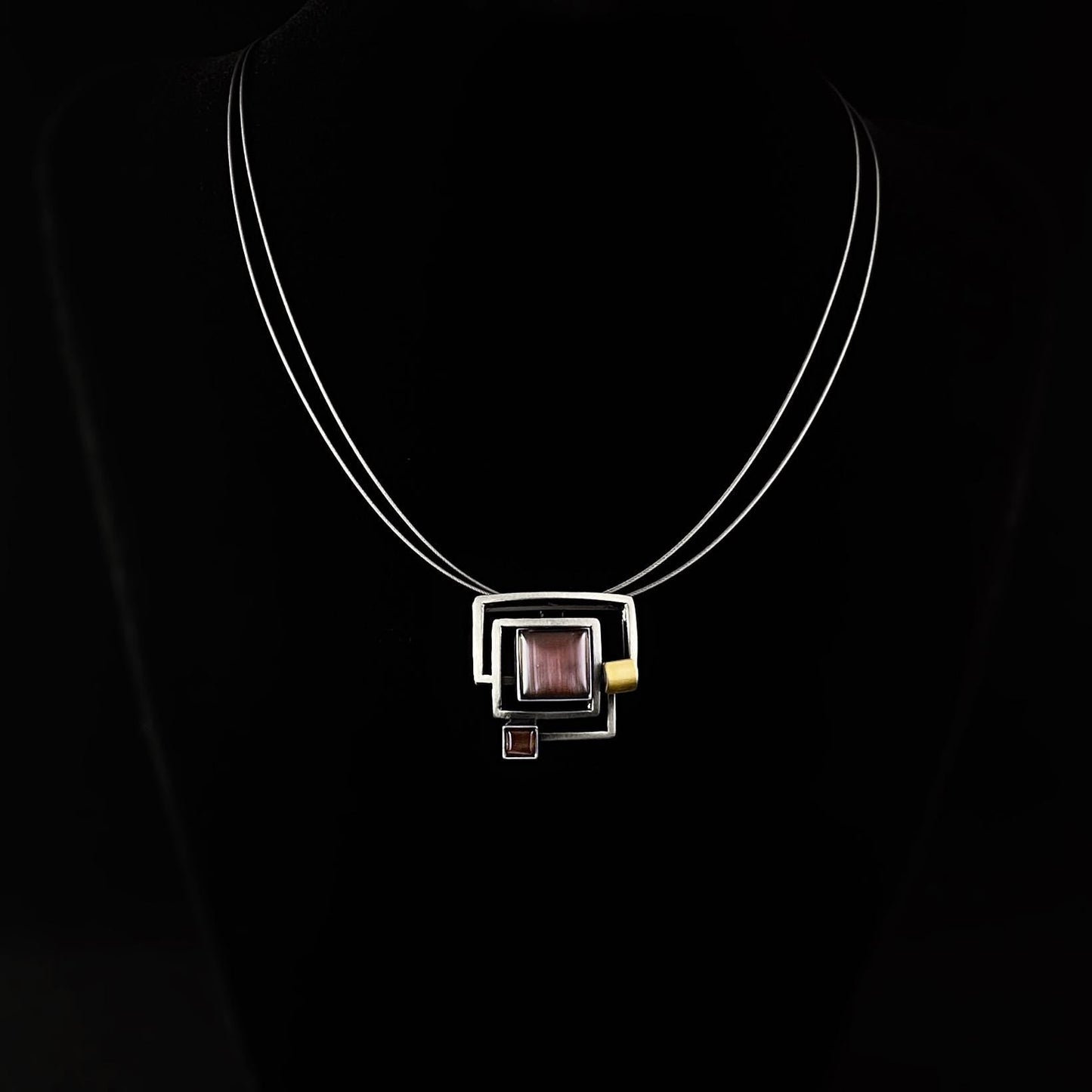 Lightweight Handmade Geometric Aluminum Necklace, Purple/Silver, Outside the Box