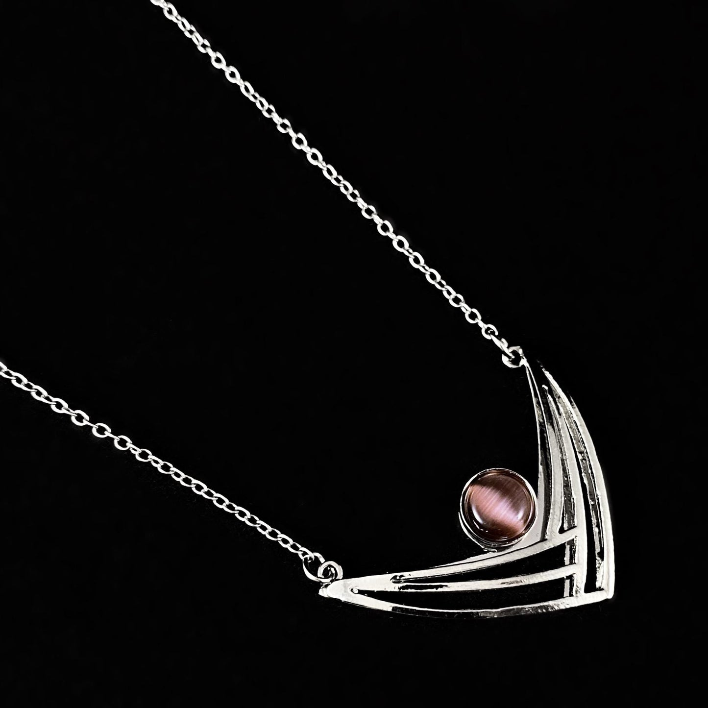 Lightweight Handmade Geometric Aluminum Necklace, Purple/Silver, Transcend