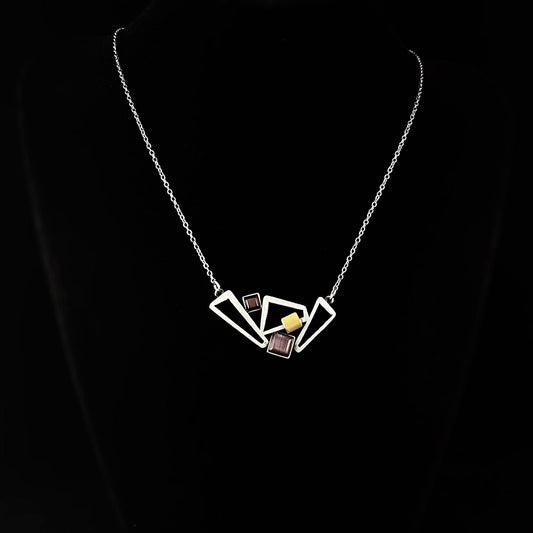Lightweight Handmade Geometric Aluminum Necklace, Purple/Silver, Triplicate