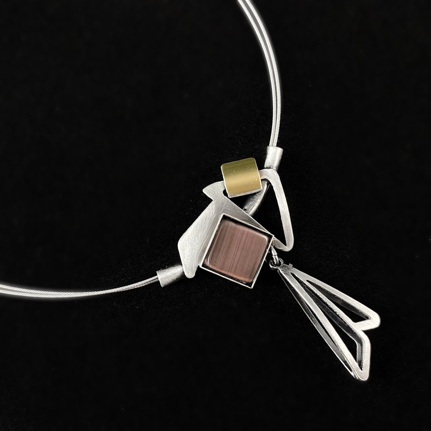 Lightweight Handmade Geometric Aluminum Necklace, Purple Triangles