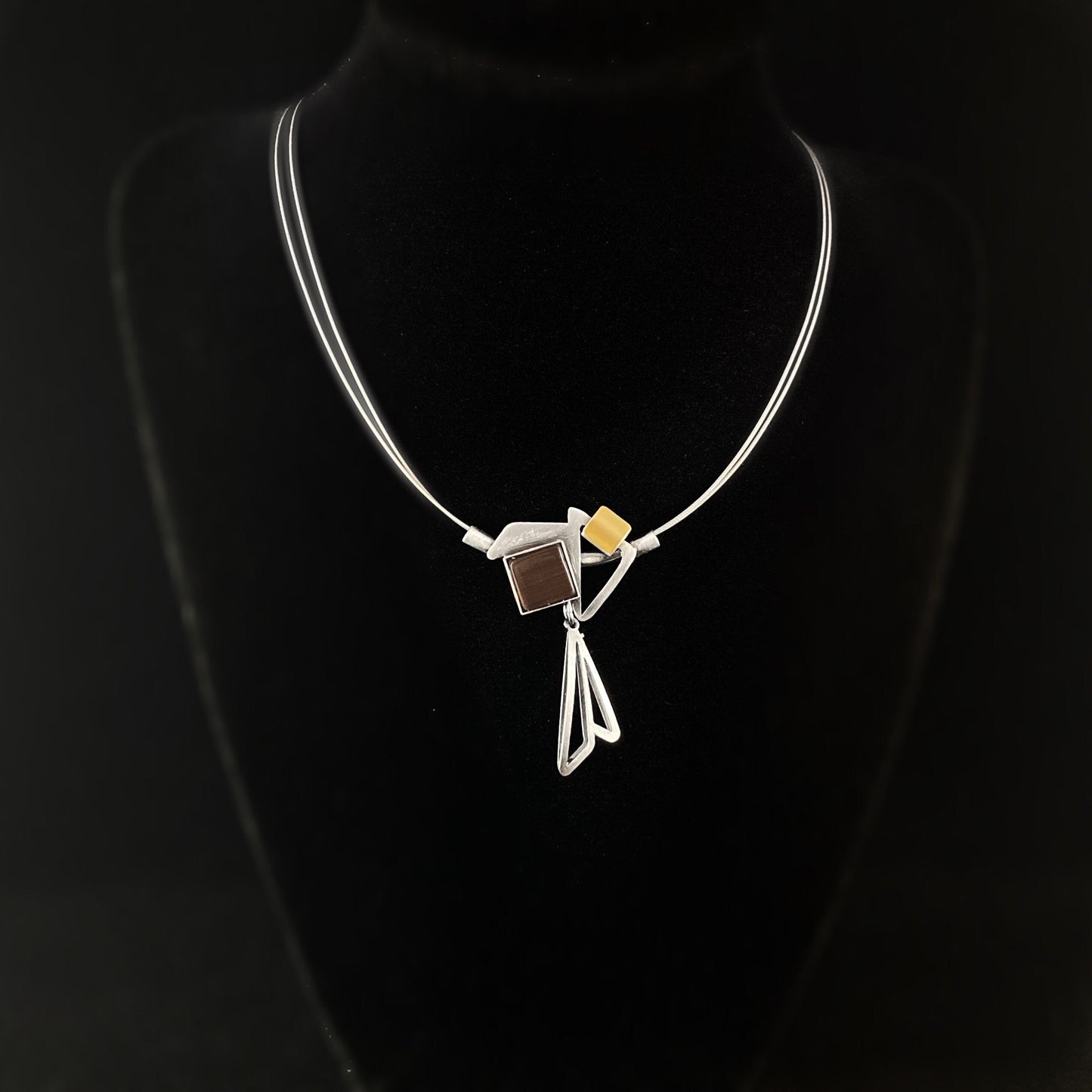 Lightweight Handmade Geometric Aluminum Necklace, Purple Triangles