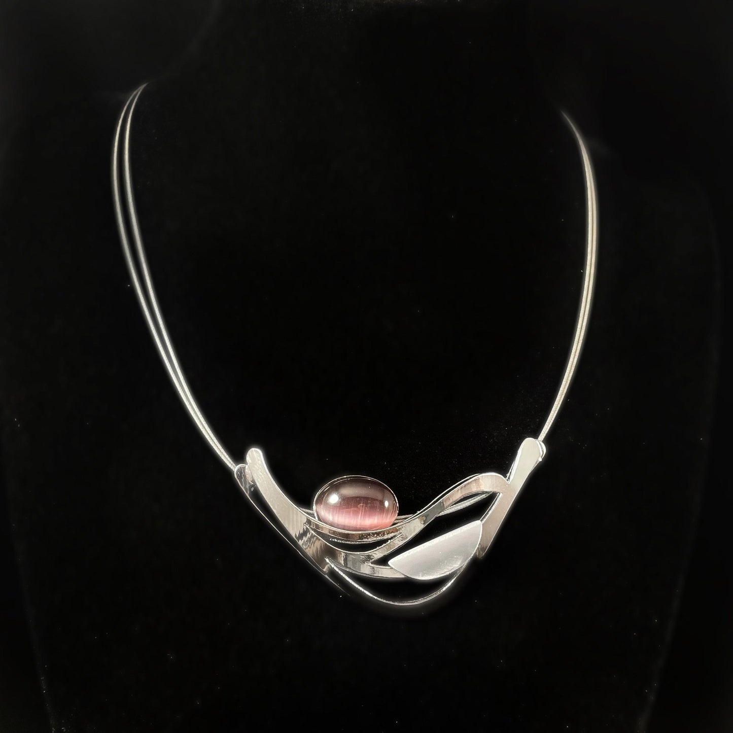 Lightweight Handmade Geometric Aluminum Necklace, Silver and Purple