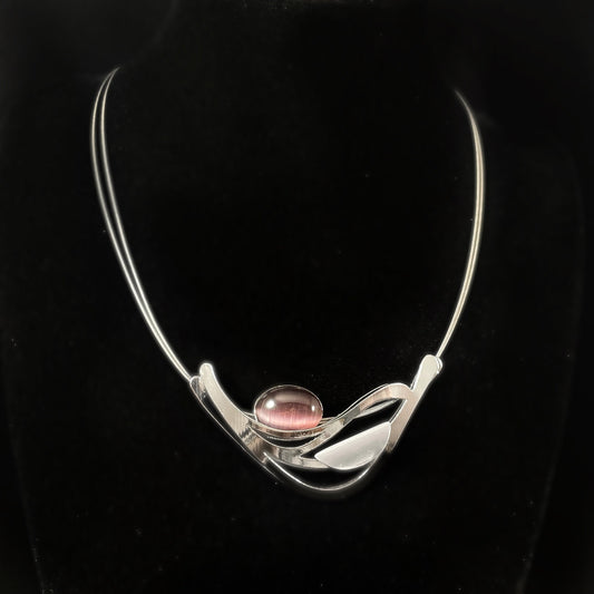 Lightweight Handmade Geometric Aluminum Necklace, Silver and Purple