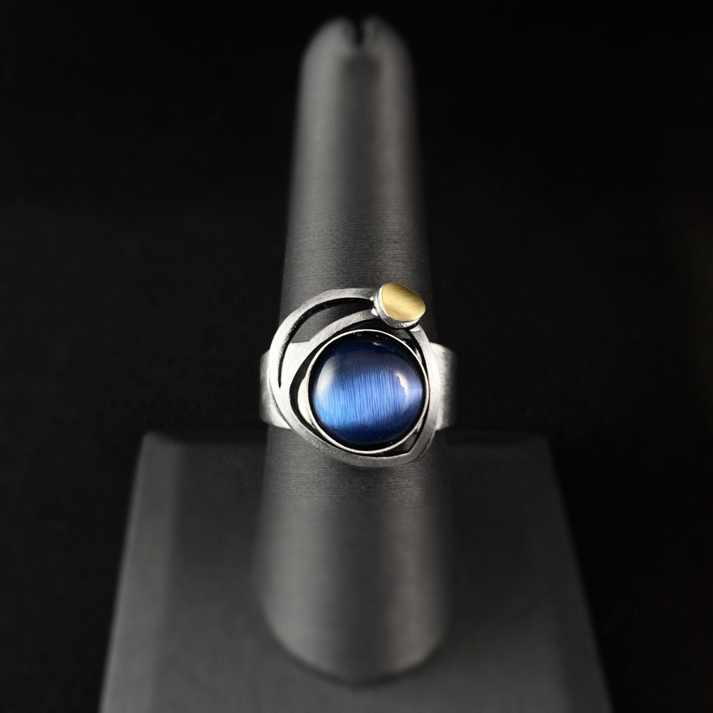 Lightweight Handmade Geometric Aluminum Ring, Blue Moon