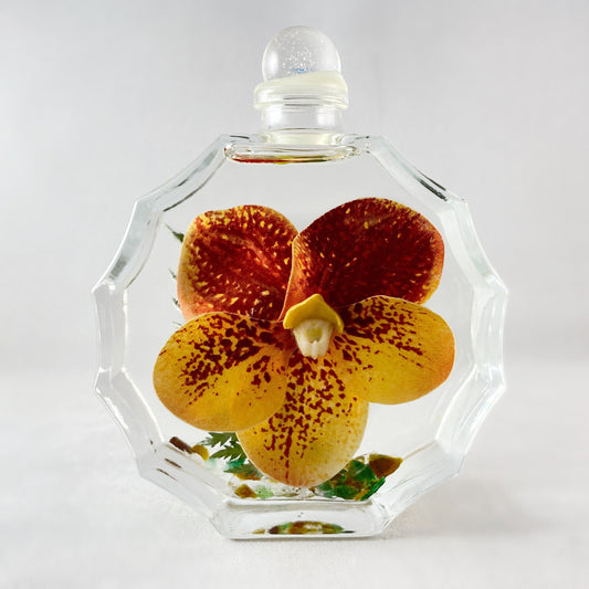 Liquid Candle with Tangerine Orchid, Small Polygon Liquid Candle/Home Decor - Handmade in USA - Long Burn Time