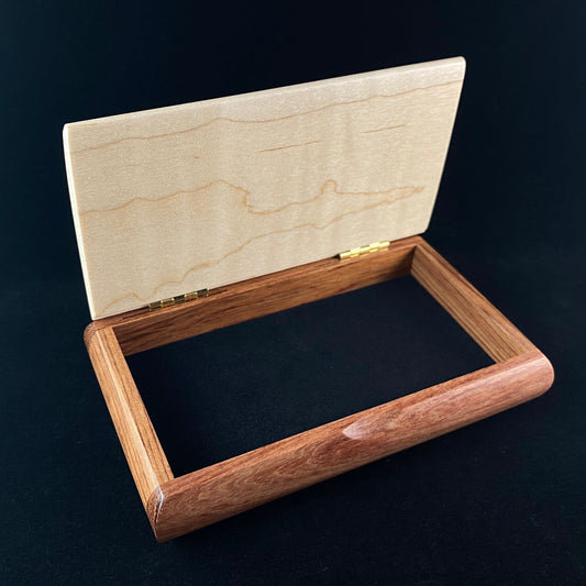 Live Laugh Love Quote Box from Mikutowski Woodworking Handmade Wooden Box with Bubinga and Curly Maple