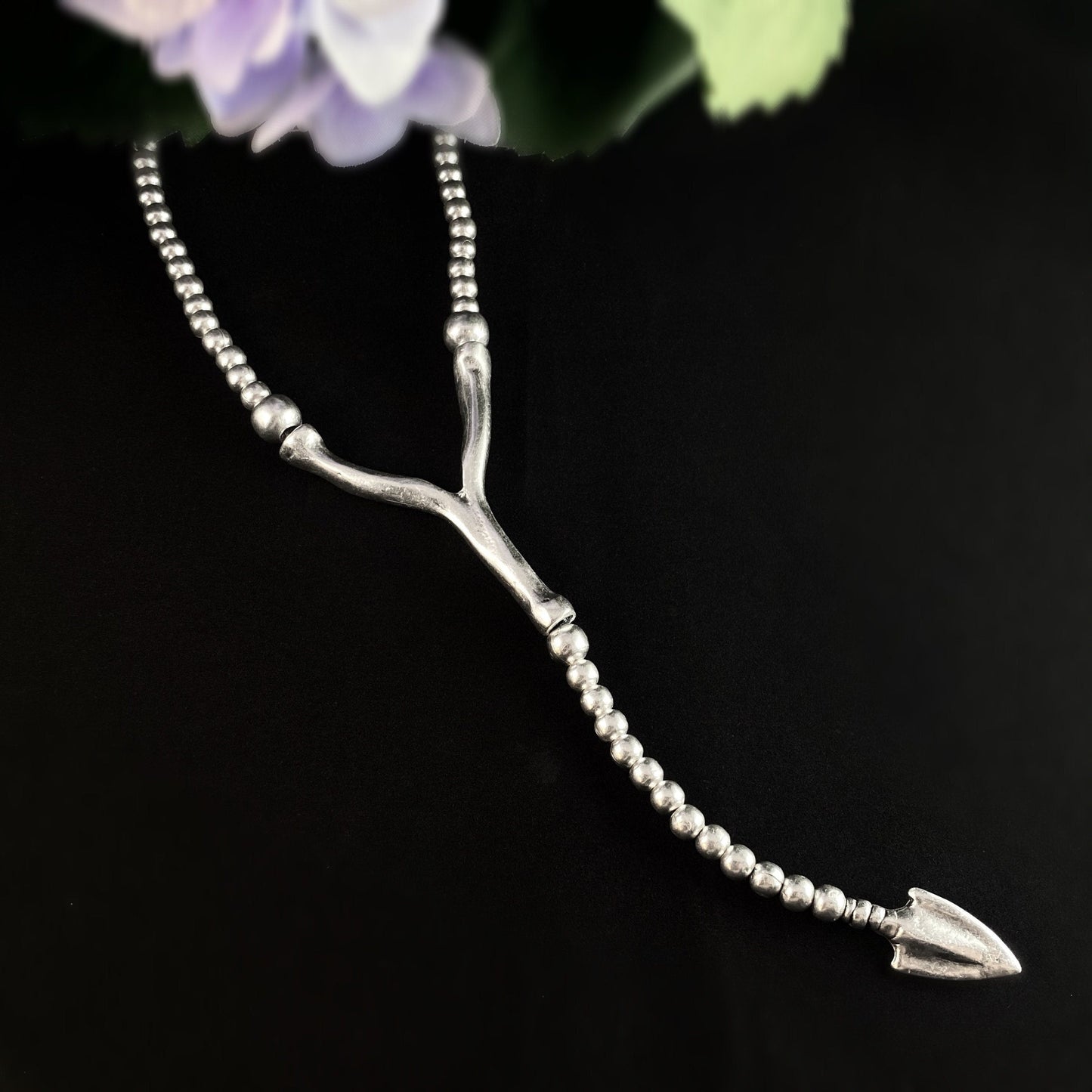 Long Silver Statement Necklace, Handmade, Nickel Free