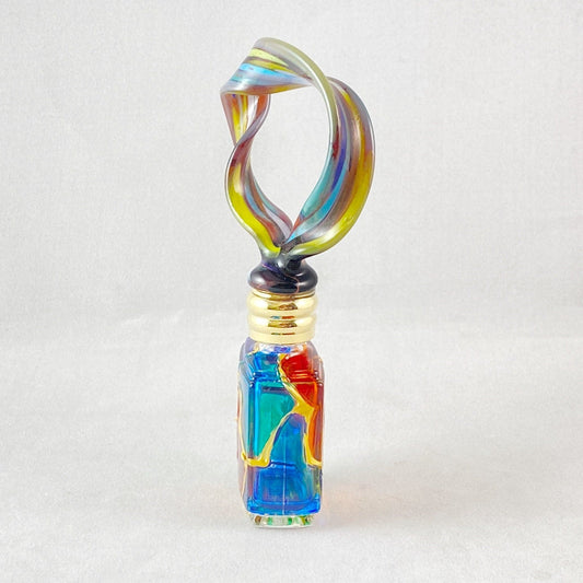 Loop Top Venetian Glass Perfume Bottle - Handmade in Italy, Colorful Murano Glass