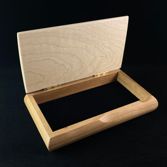 Love You More Quote Box, Handmade Wooden Box with Cherry and Curly Maple, Made in USA